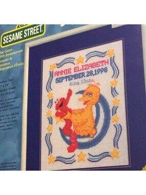 Janlynn Cross Stitch Kit Sesame Street Star Gazers Birth Announcement Counted